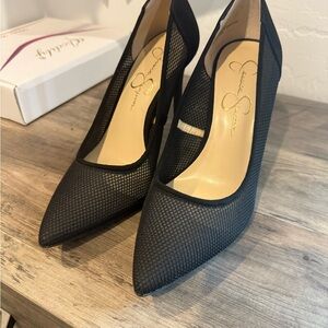 Jessica Simpson Black Mesh Heels